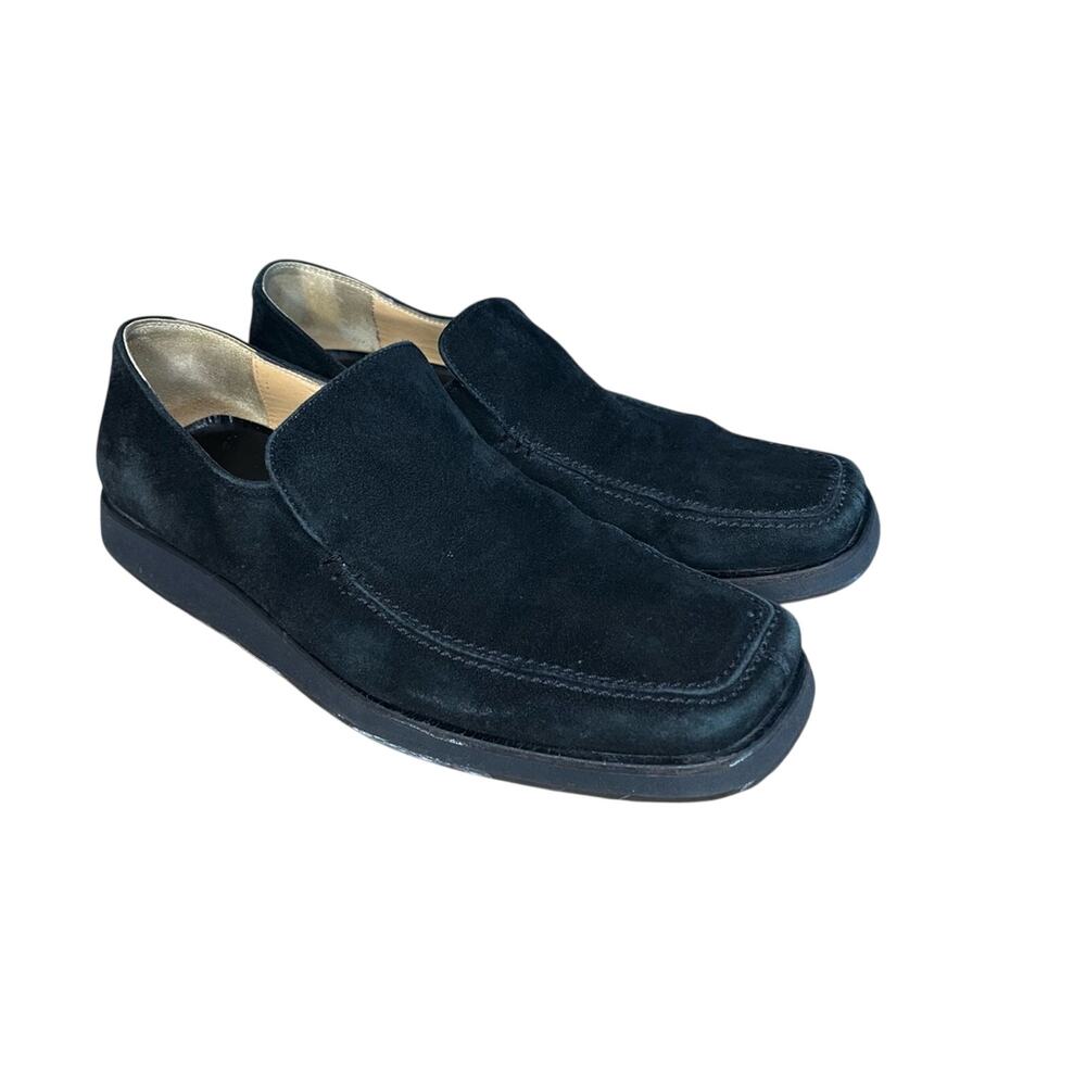 Vintage Gianni Versace Black Suede Loafers 90s Old Money Quiet Luxury Size 41